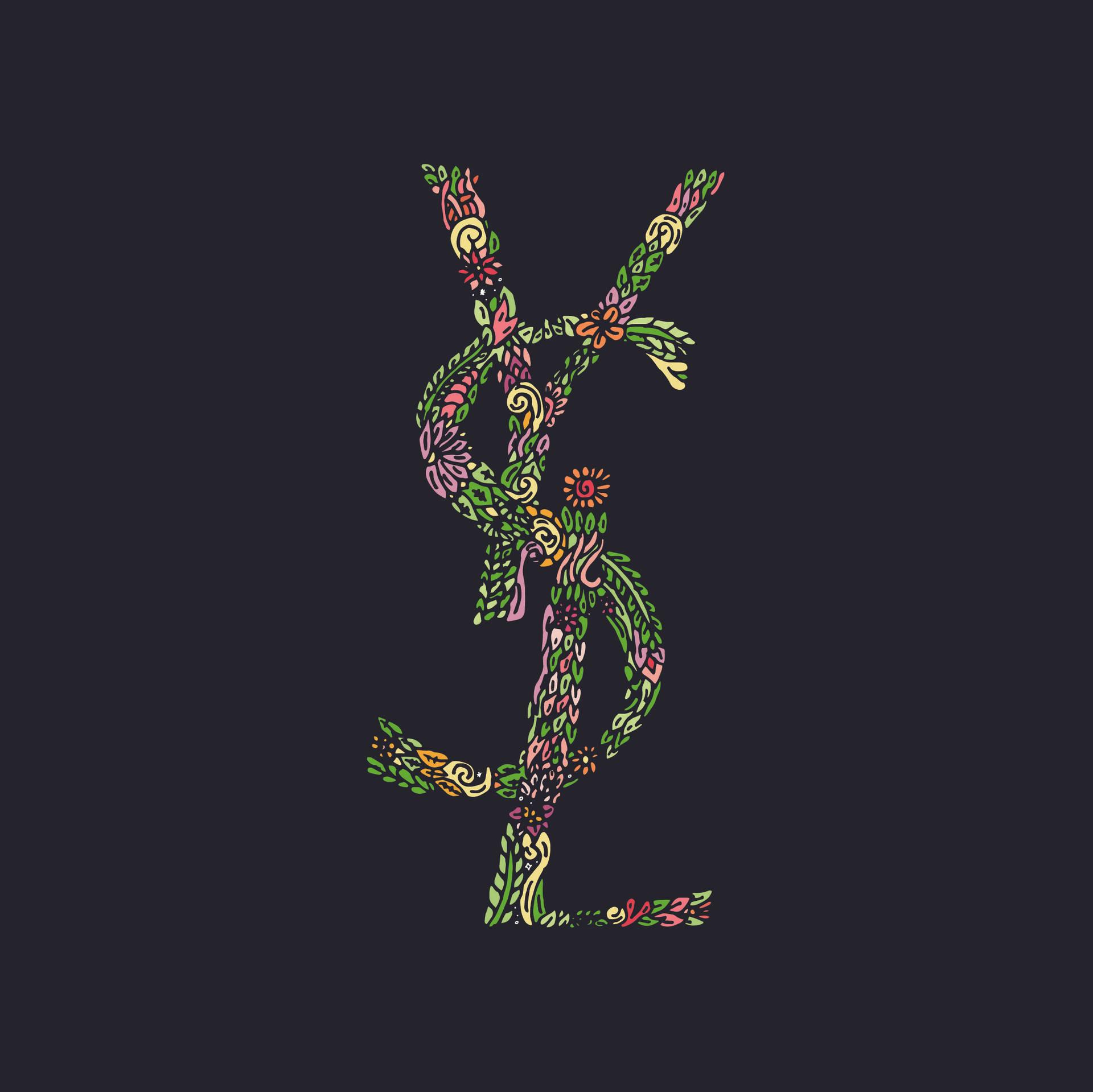 Colorful YSL Floral Patterns Wallpaper