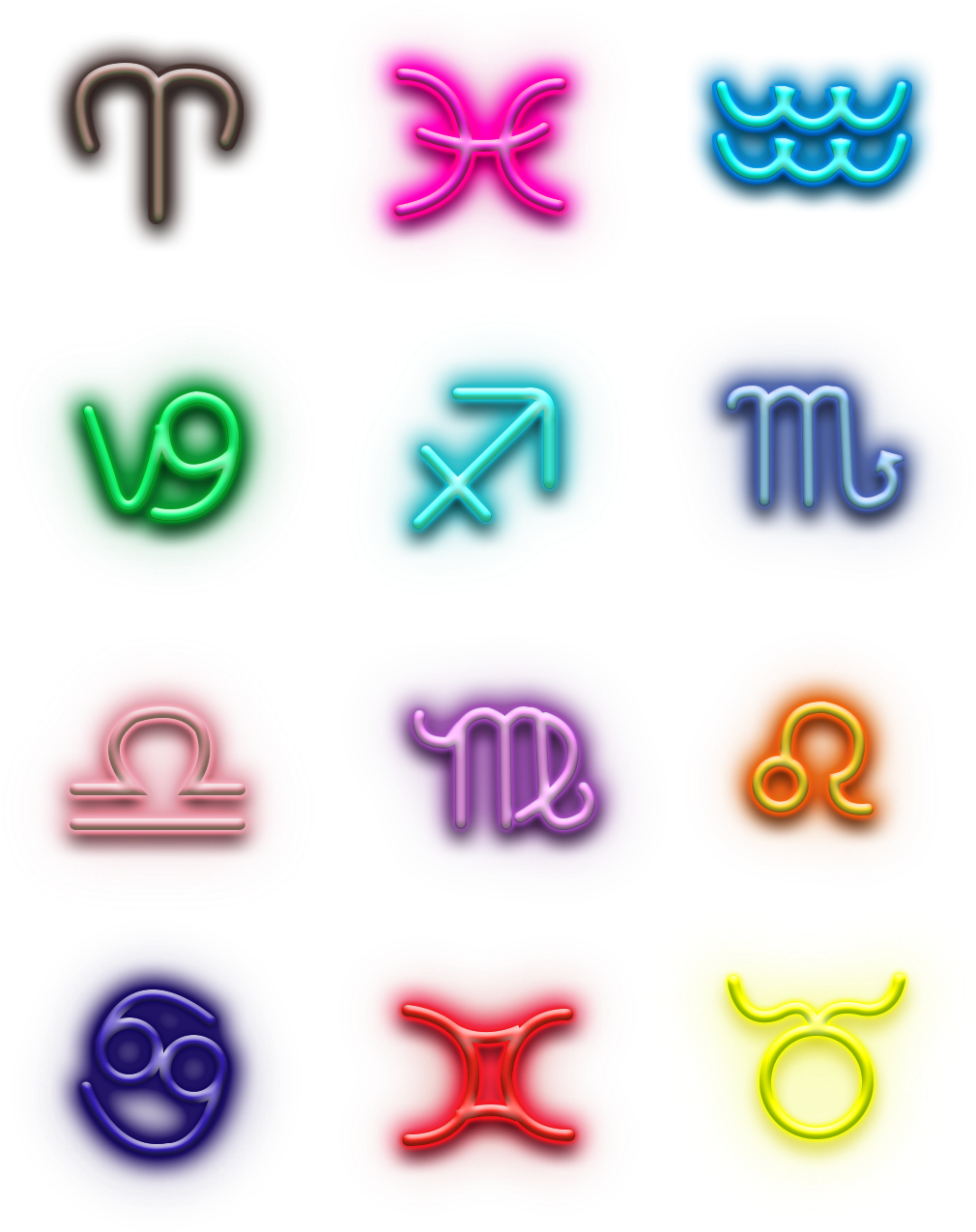 Colorful Zodiac Signs Icons PNG