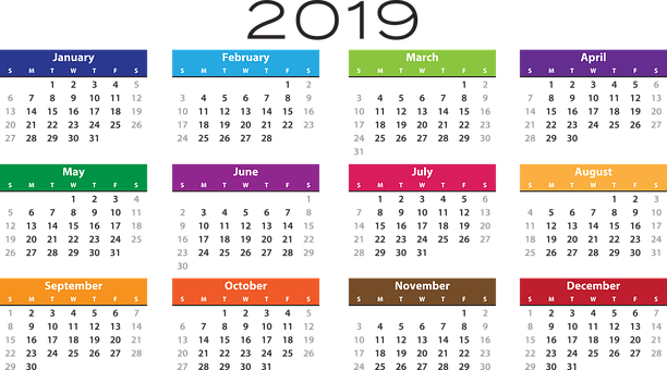 Download Colorful2019 Calendar Overview | Wallpapers.com