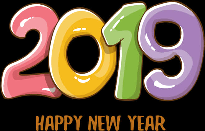 Colorful2019 Happy New Year Illustration PNG