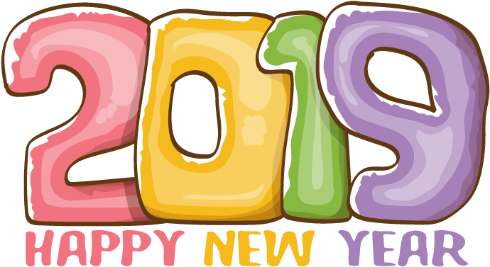 Colorful2019 Happy New Year Vector PNG