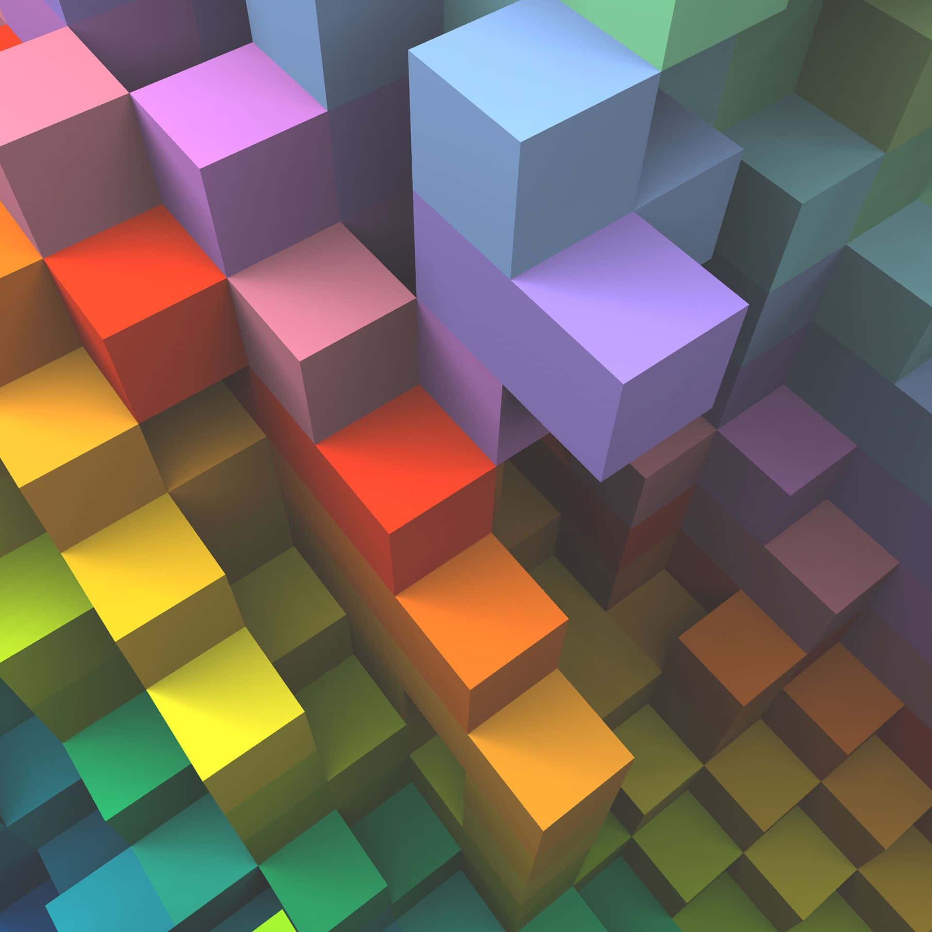Colorful3 D Blocks Pattern Wallpaper