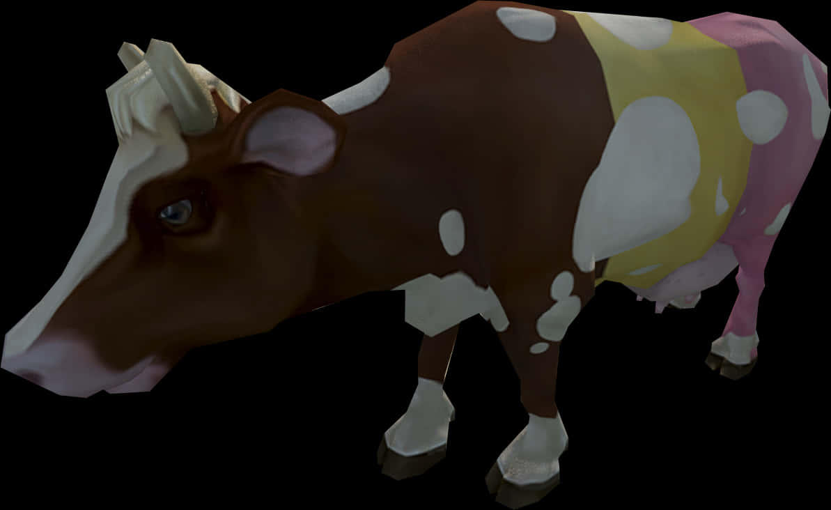 Colorful3 D Cow Model PNG