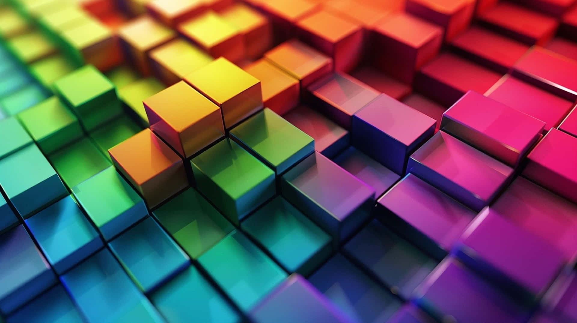Colorful3 D Cubes Rainbow Gradient Wallpaper
