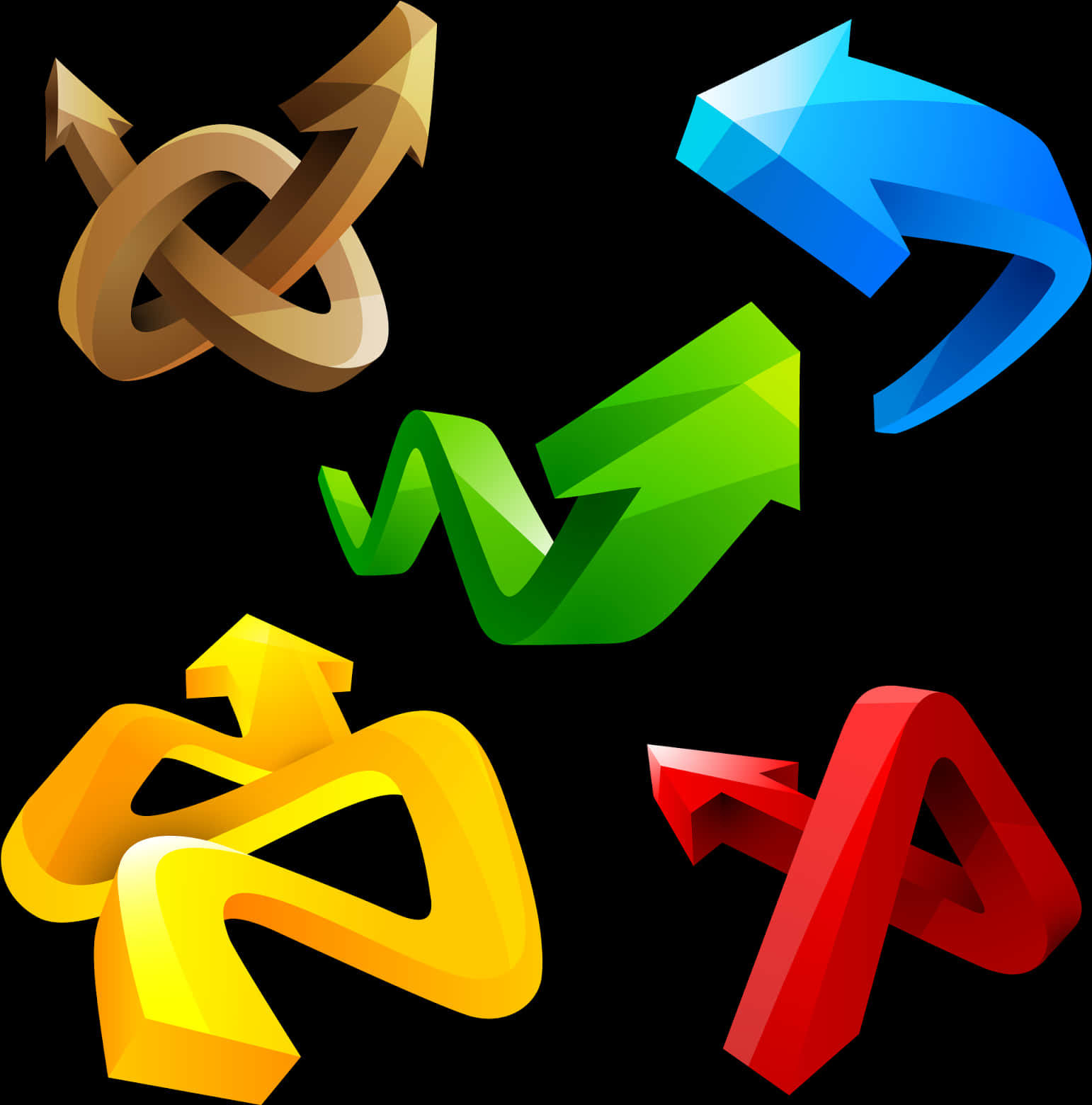Colorful3 D Curved Arrows PNG