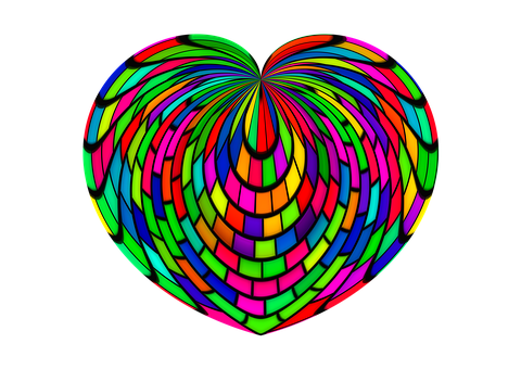 Colorful3 D Heart Art PNG