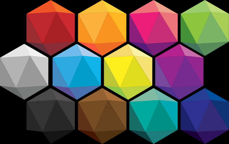 Colorful3 D Hexagons Graphic PNG