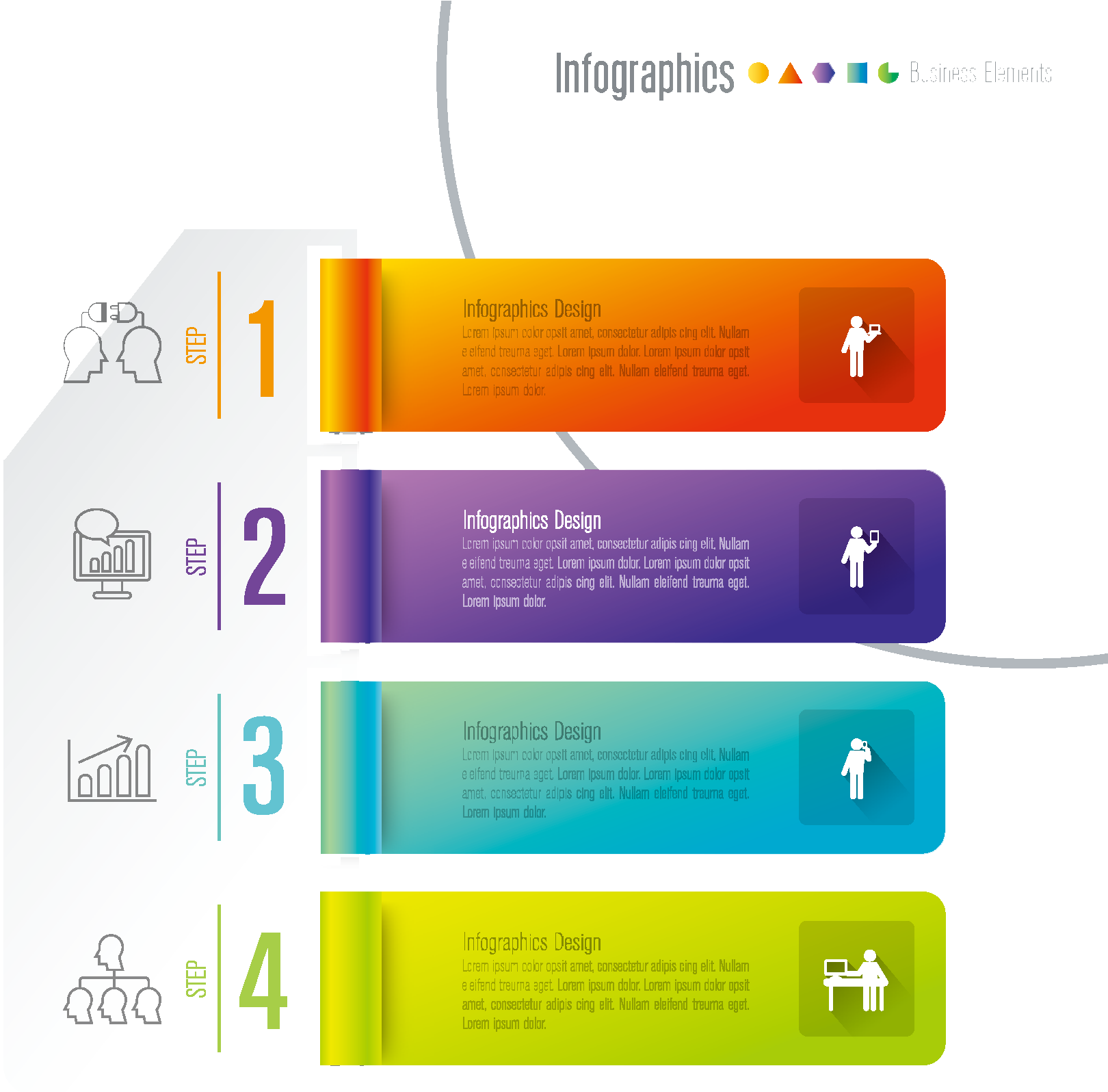 Colorful4 Step Infographic Design PNG
