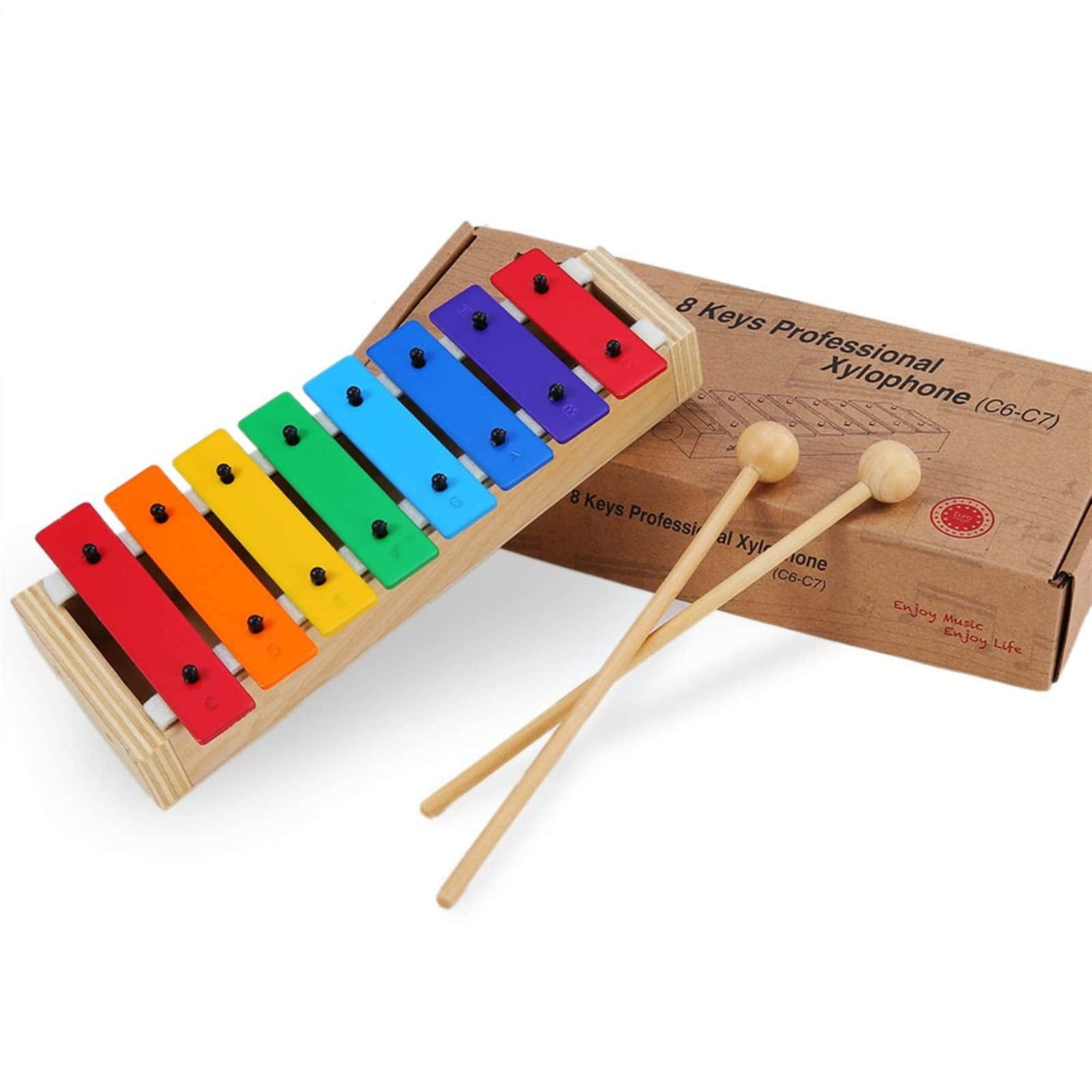 Colorful8 Key Xylophone With Mallets Wallpaper