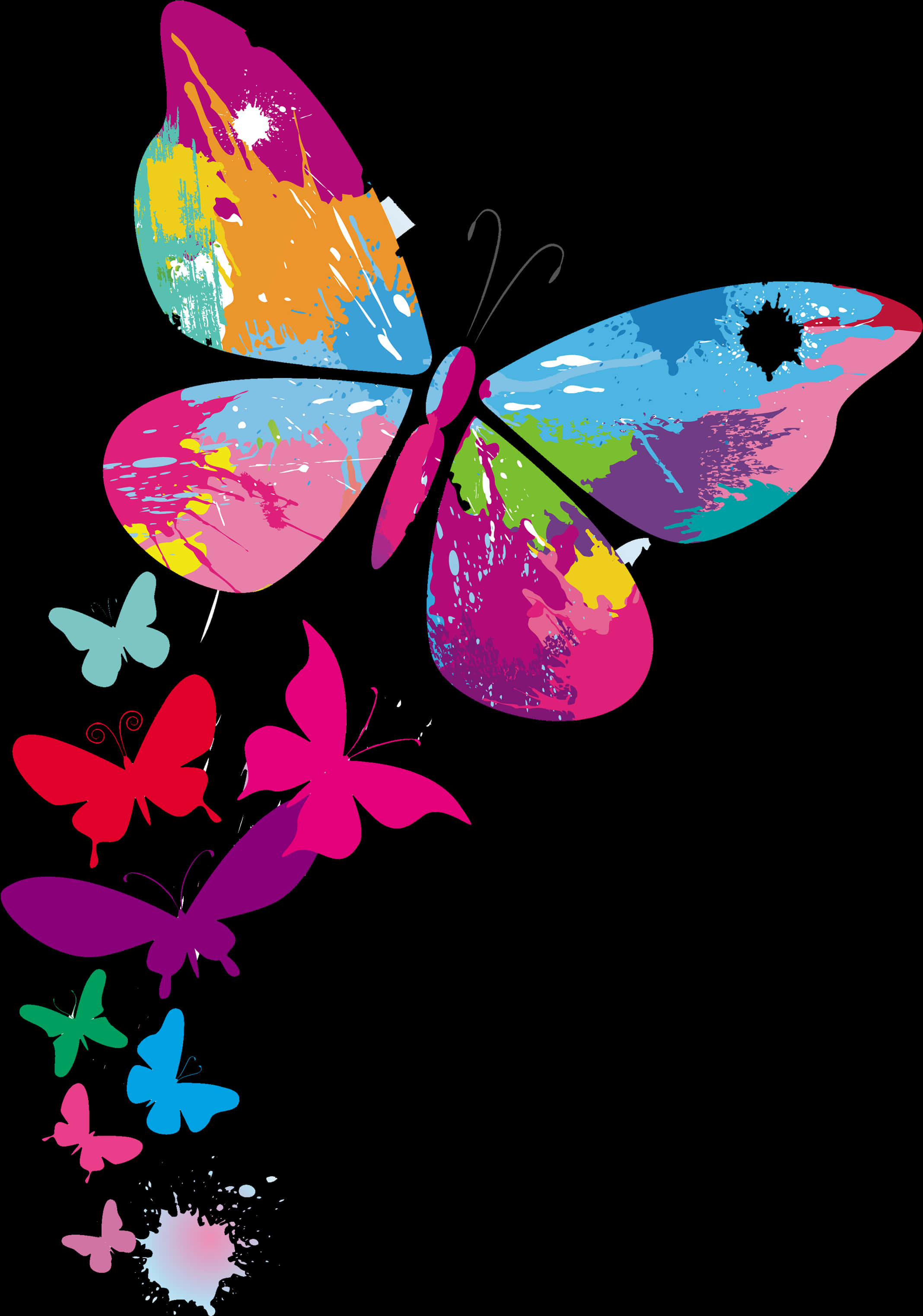 Colorful_ Abstract_ Butterflies_ Artwork PNG