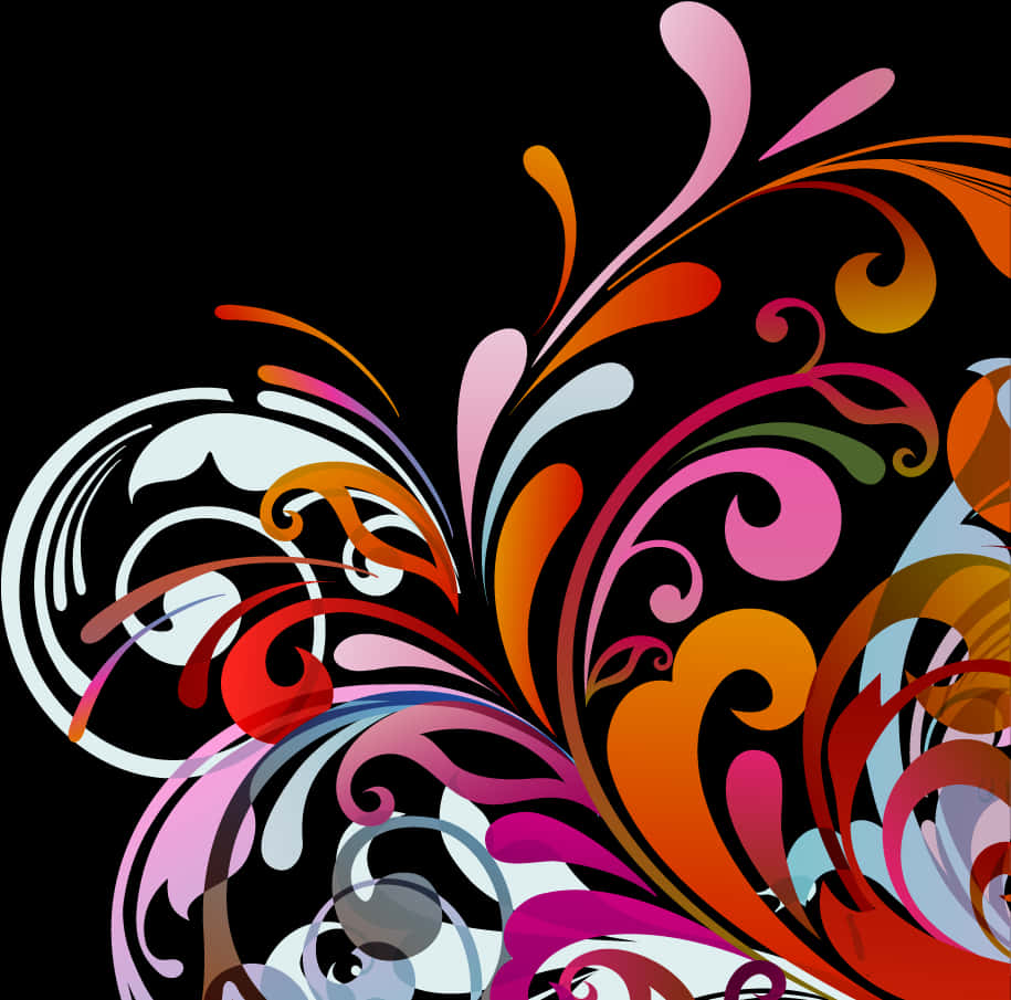 Colorful_ Abstract_ Floral_ Design PNG