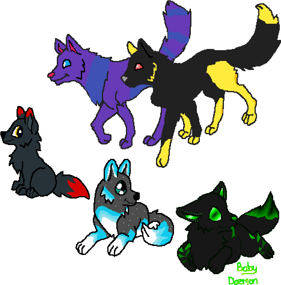 Colorful_ Animated_ Wolves PNG