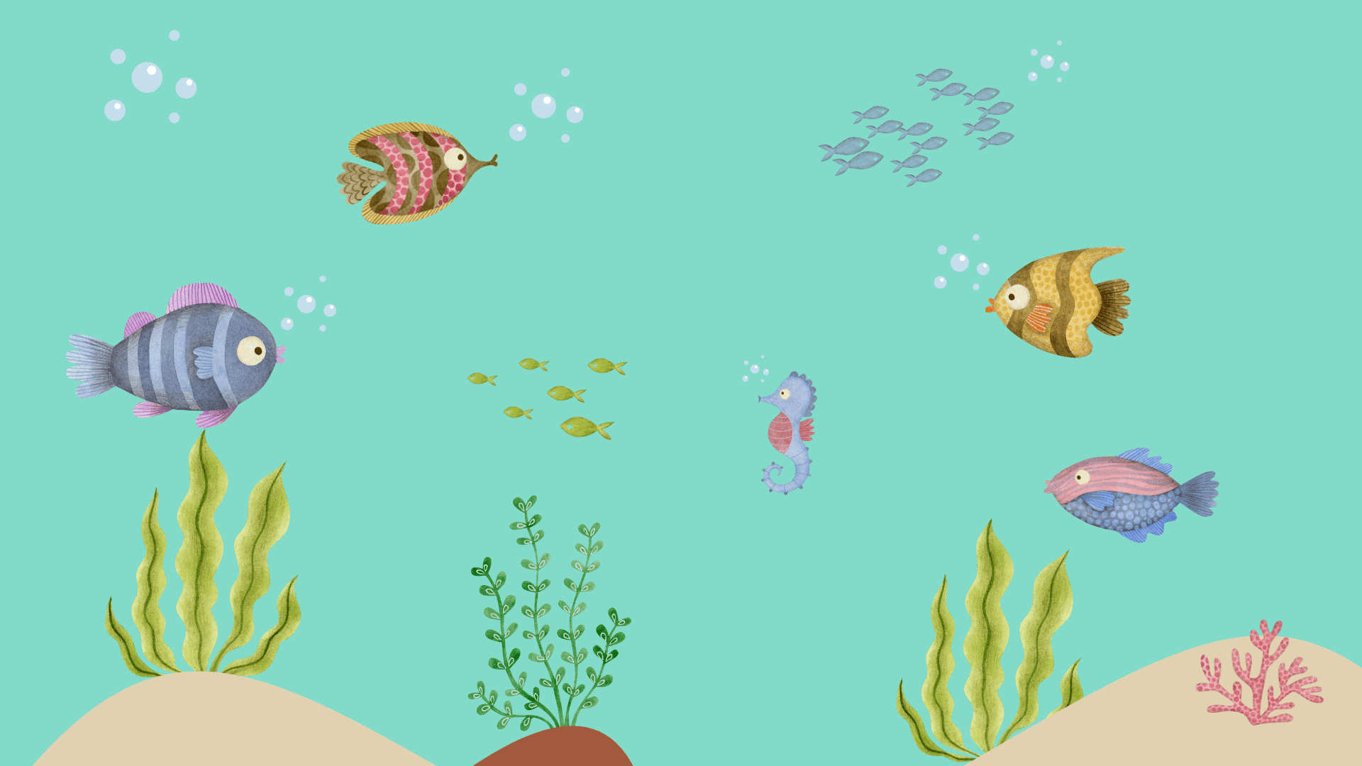 Download Colorful_ Cartoon_ Aquarium_ Scene | Wallpapers.com