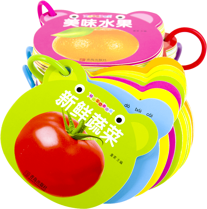 Colorful_ Chinese_ Fruit_ Flashcards PNG