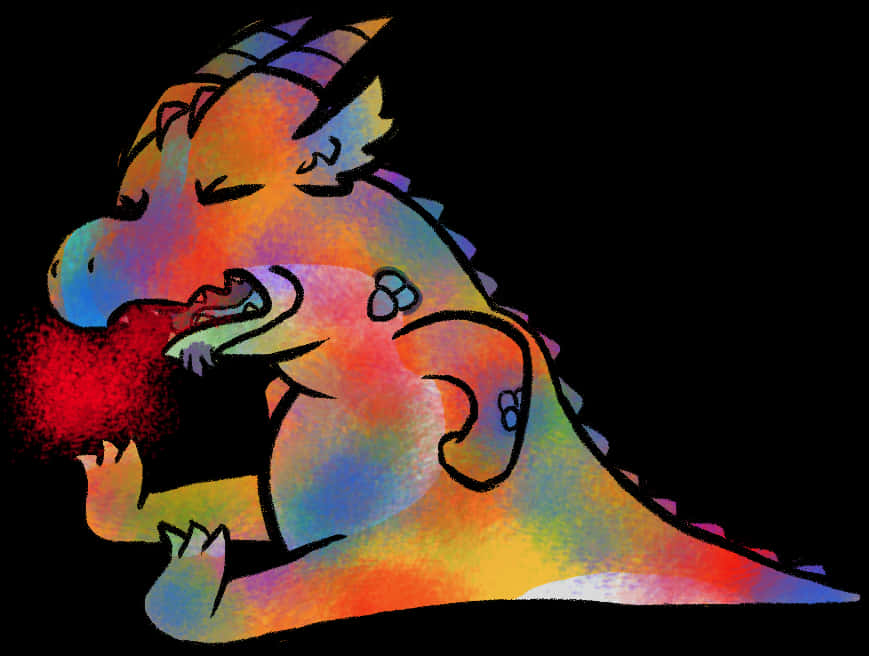 Colorful_ Dragon_ Breathing_ Fire PNG