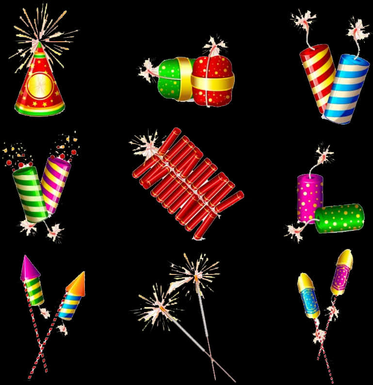 Colorful_ Firecrackers_ Collection_ Diwali PNG