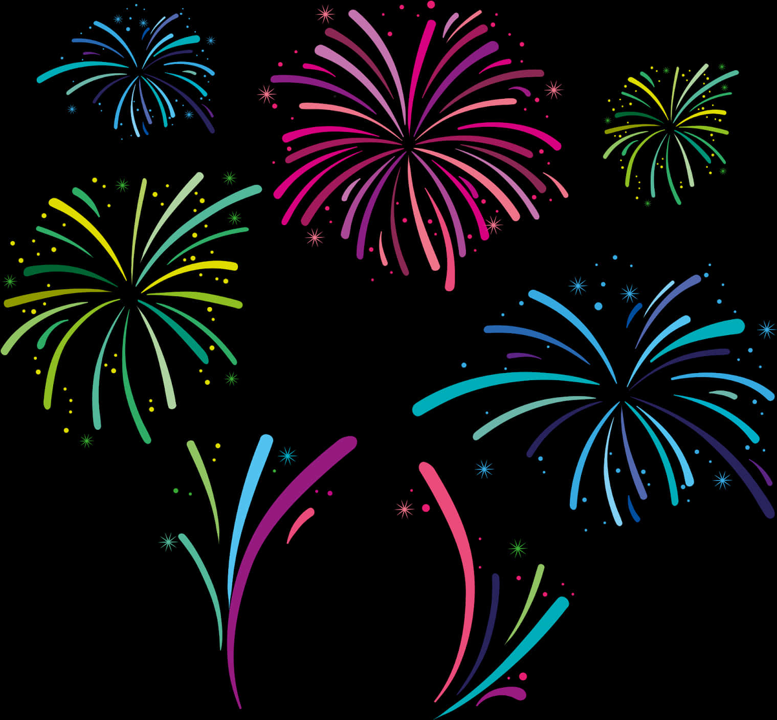 Colorful_ Fireworks_ Display_ Vector PNG