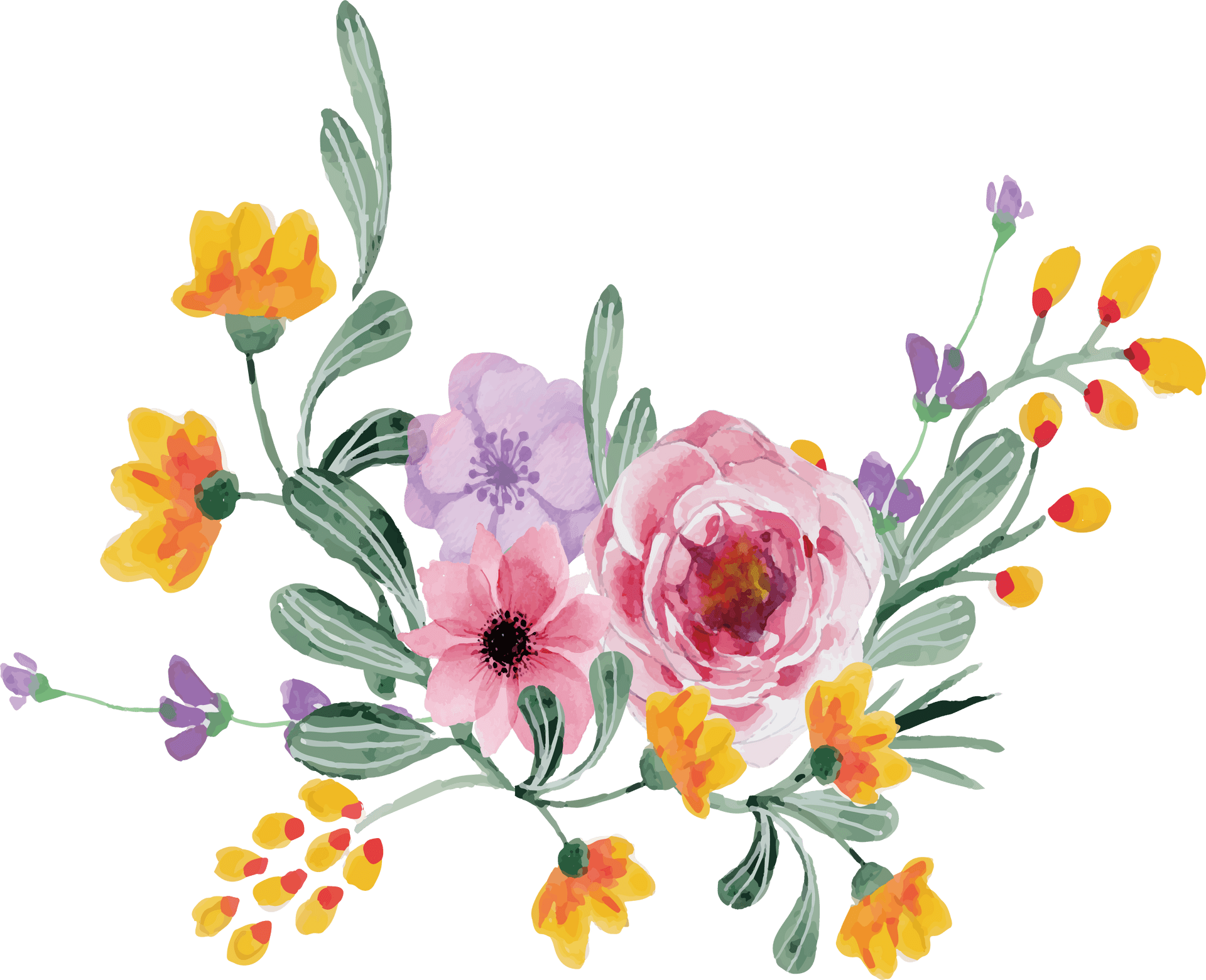 Colorful_ Floral_ Arrangement_ Illustration.png PNG