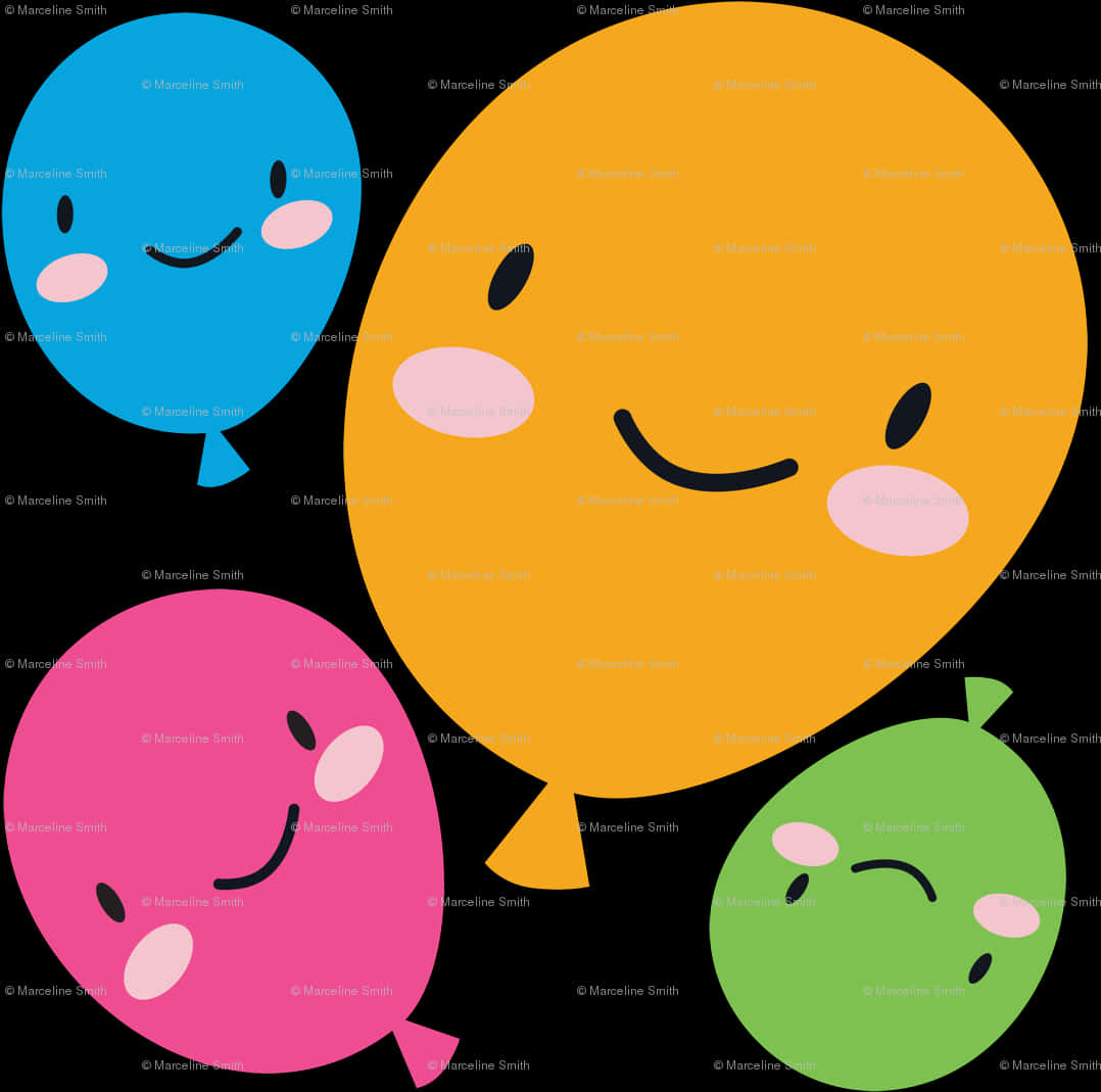 Colorful_ Kawaii_ Blush_ Balloons PNG