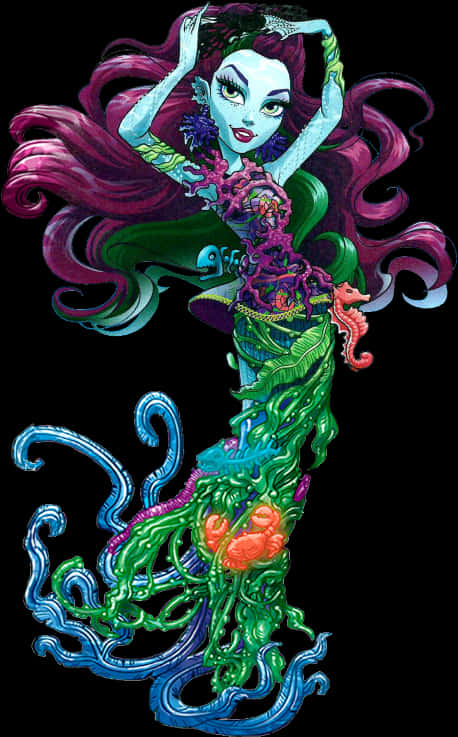 Colorful_ Mermaid_ Animated_ Character PNG