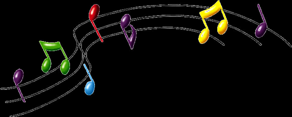 Colorful_ Music_ Notes_on_ Staff PNG