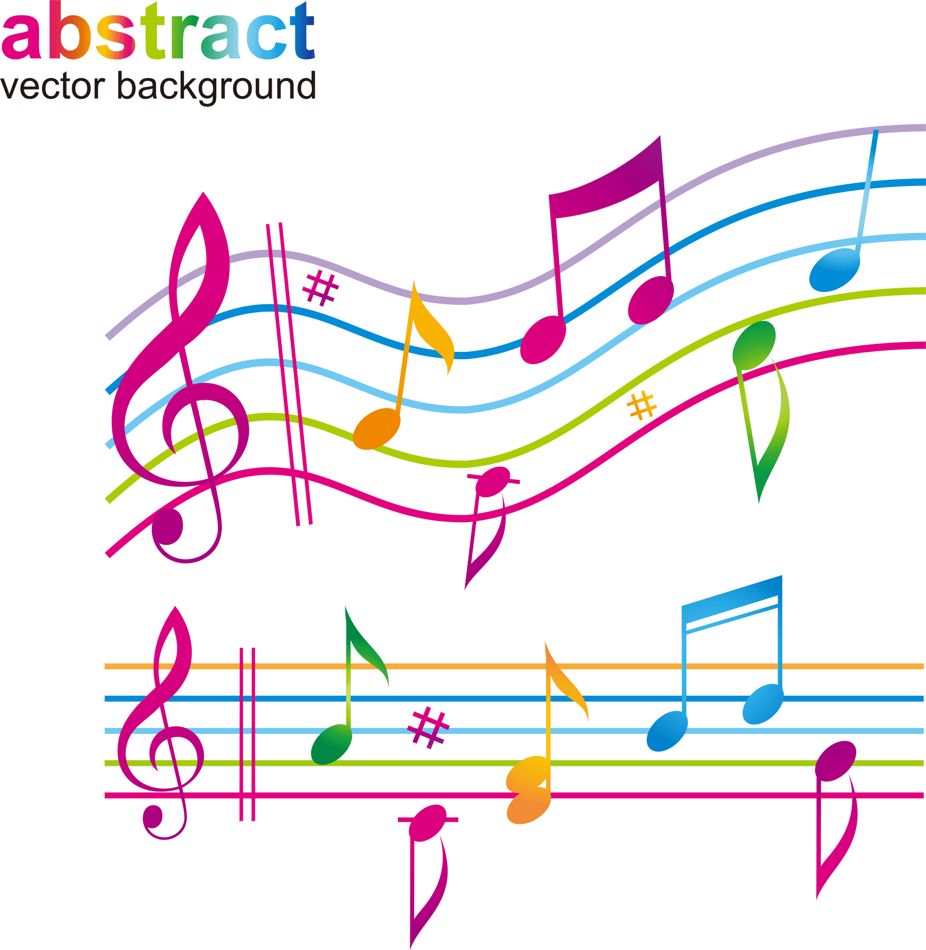 Colorful_ Musical_ Notes_ Vector_ Background PNG