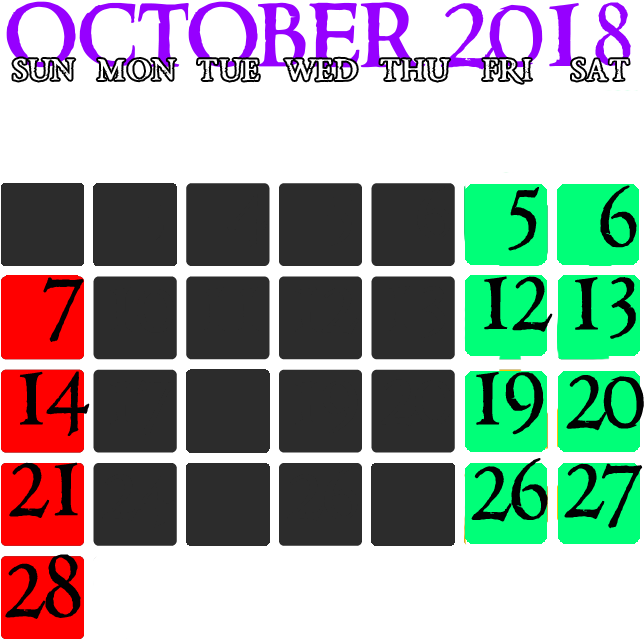 Colorful_ October_2018_ Calendar PNG