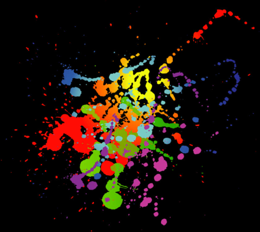 Colorful_ Splatter_on_ Black_ Background PNG