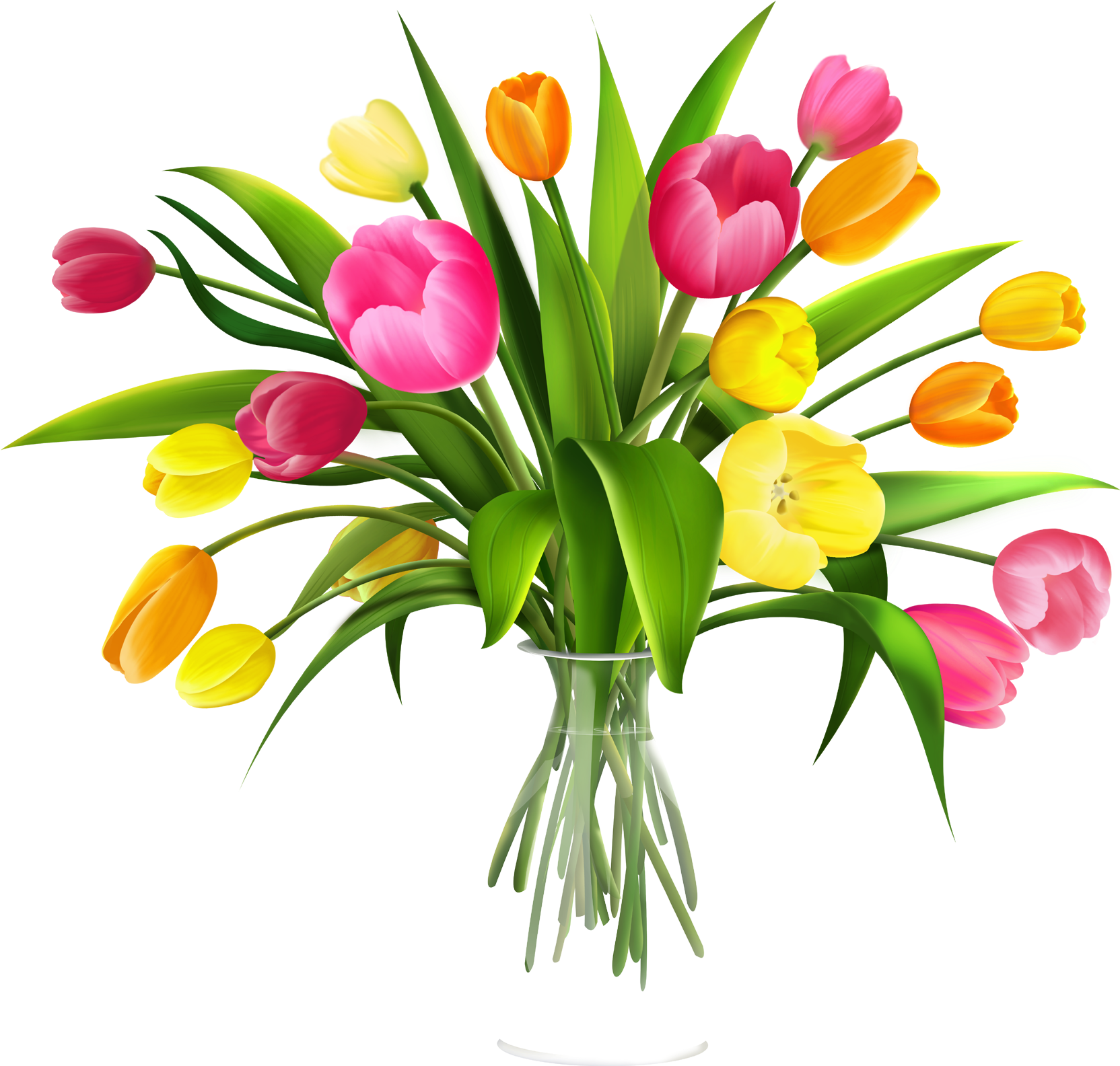 Colorful_ Tulip_ Bouquet_in_ Vase.png PNG