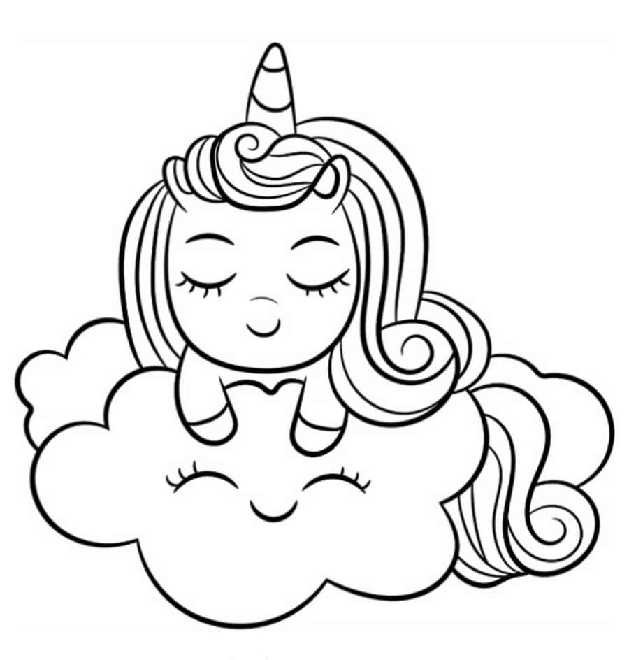 Unicorn On A Cloud Coloring Pictures