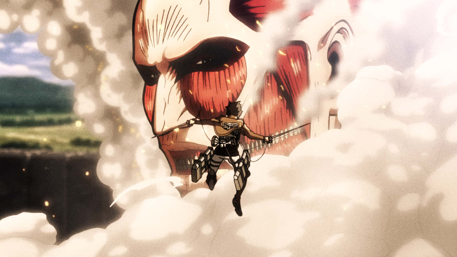Colossal Titan Being Attacked Wallpaper