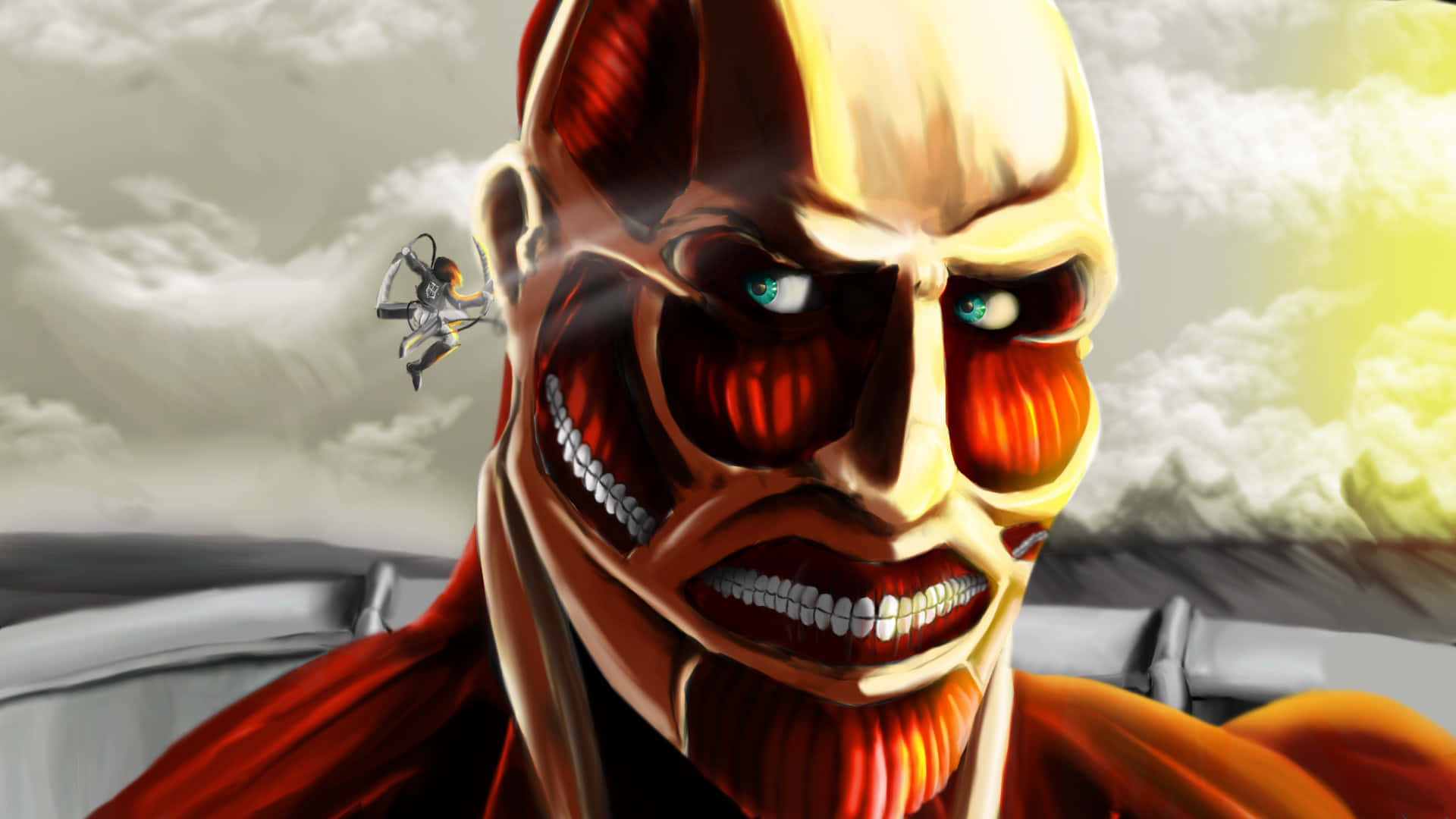 Colossal Titan Being Attacked Wallpaper