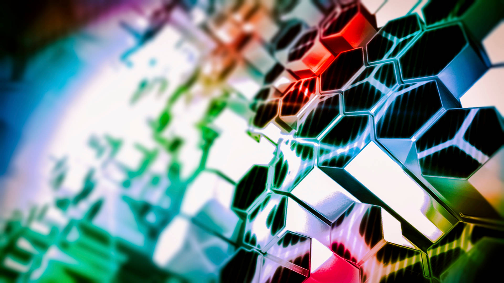 Colourful Metal Hexagon Tubes Wallpaper