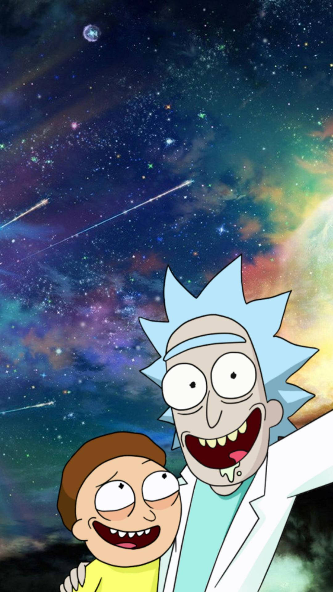 Colourful Space Rick And Morty Iphone Wallpaper