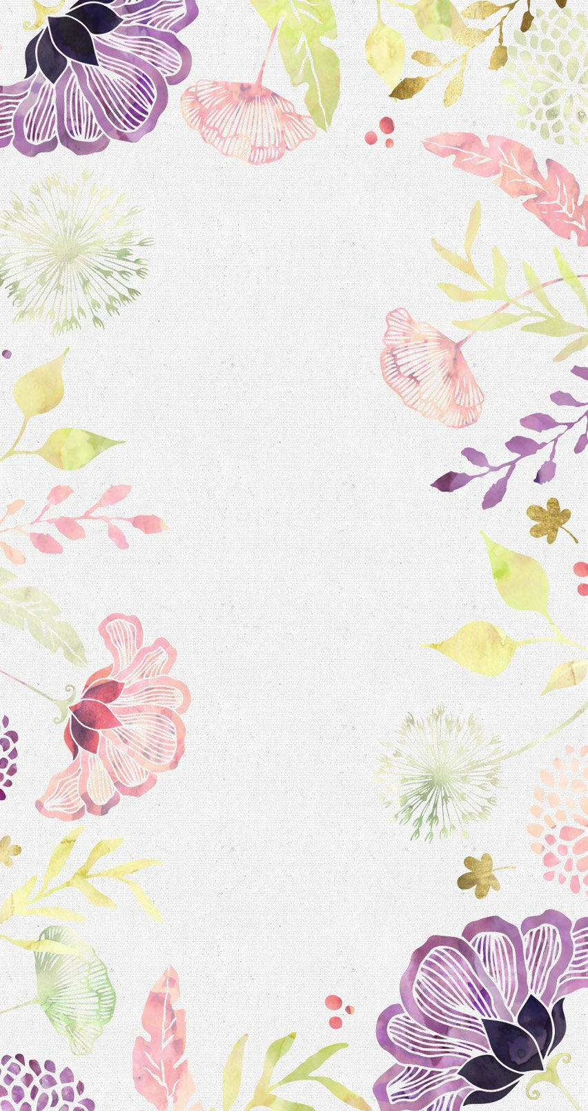 Skärmbakgrundtill Iphone Med Färgglada Stiliserade Blommor. Wallpaper