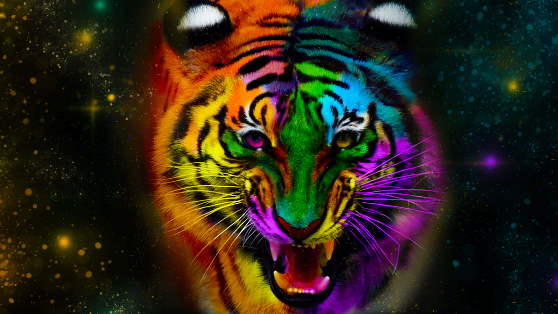 Colourful Tiger Face Wallpaper