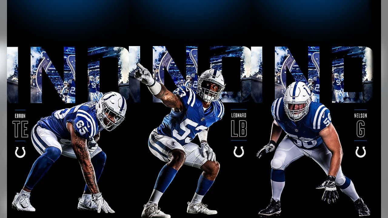 Colts Football Spillere indrammet i blå farve Wallpaper