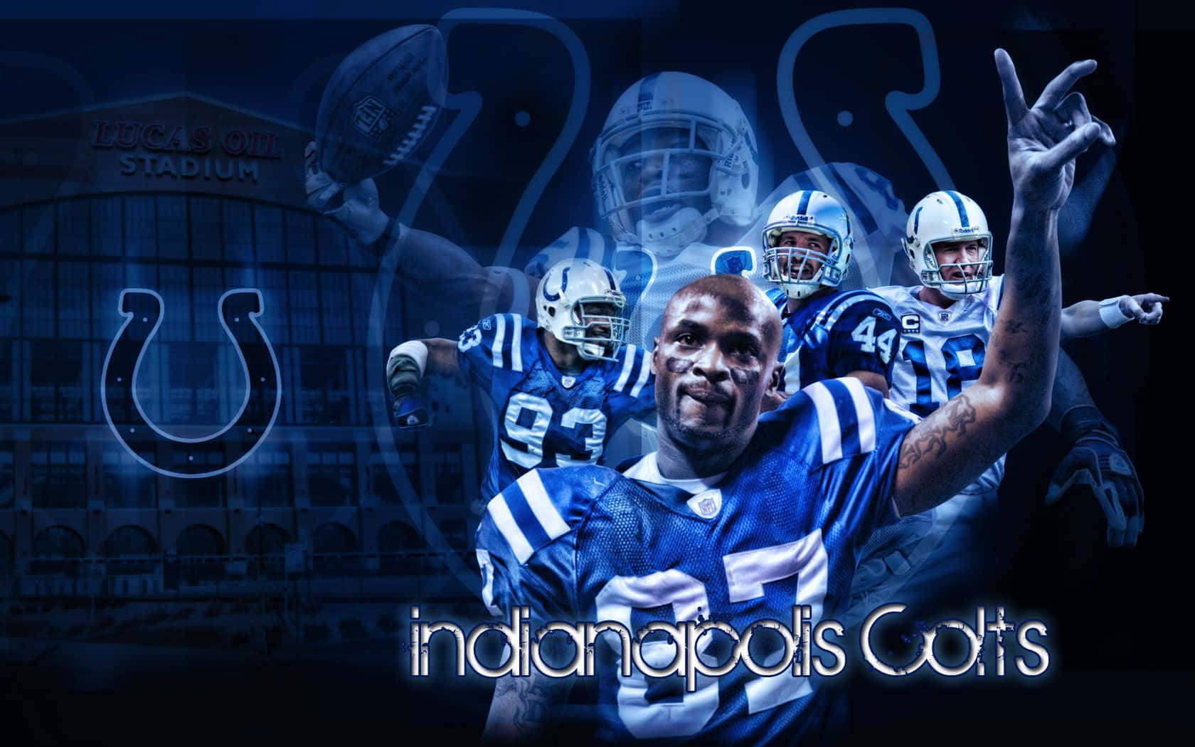 Colts Players Wayne With Johnson, Franklin And Manning Wallpaper