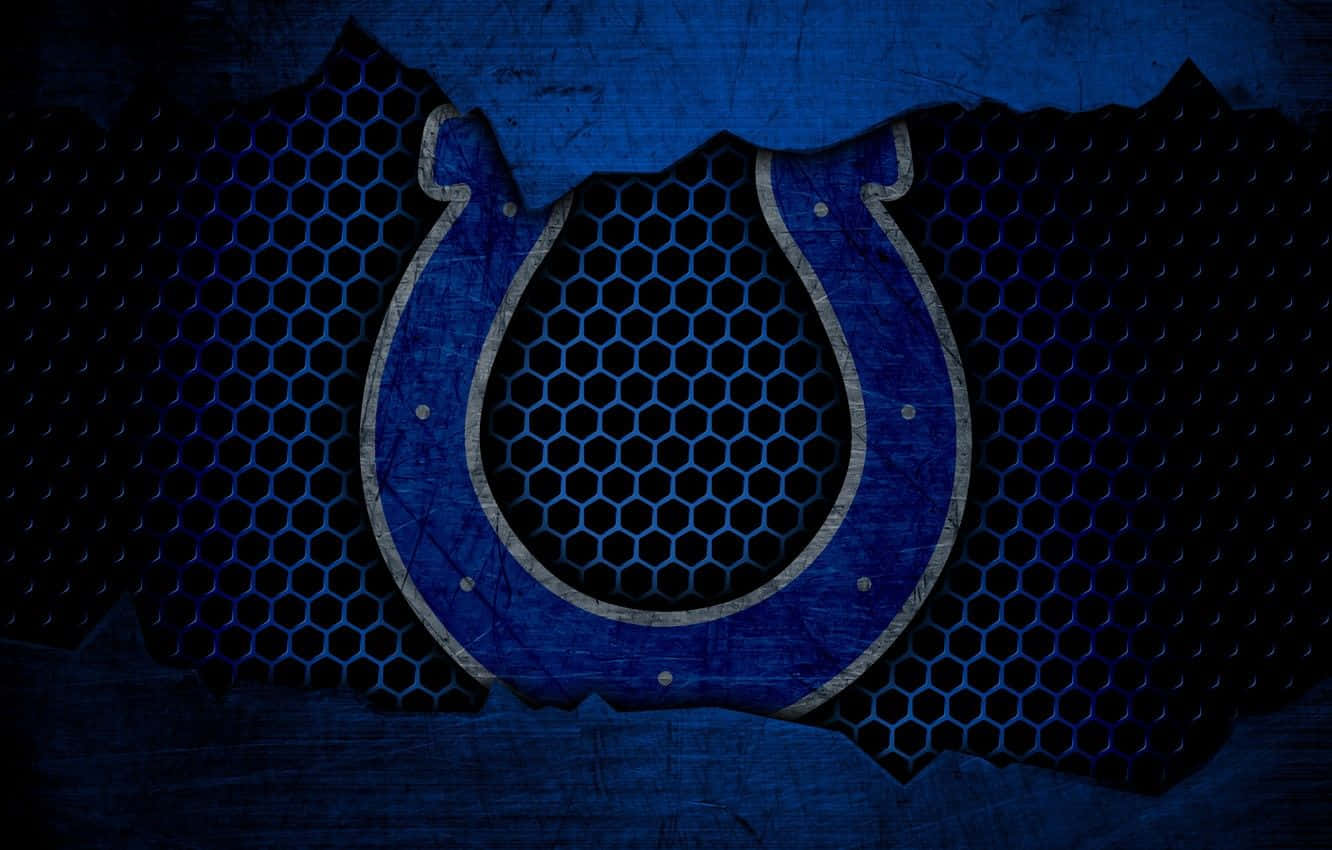 Blue Colts Logo On Honeycomb Background Wallpaper