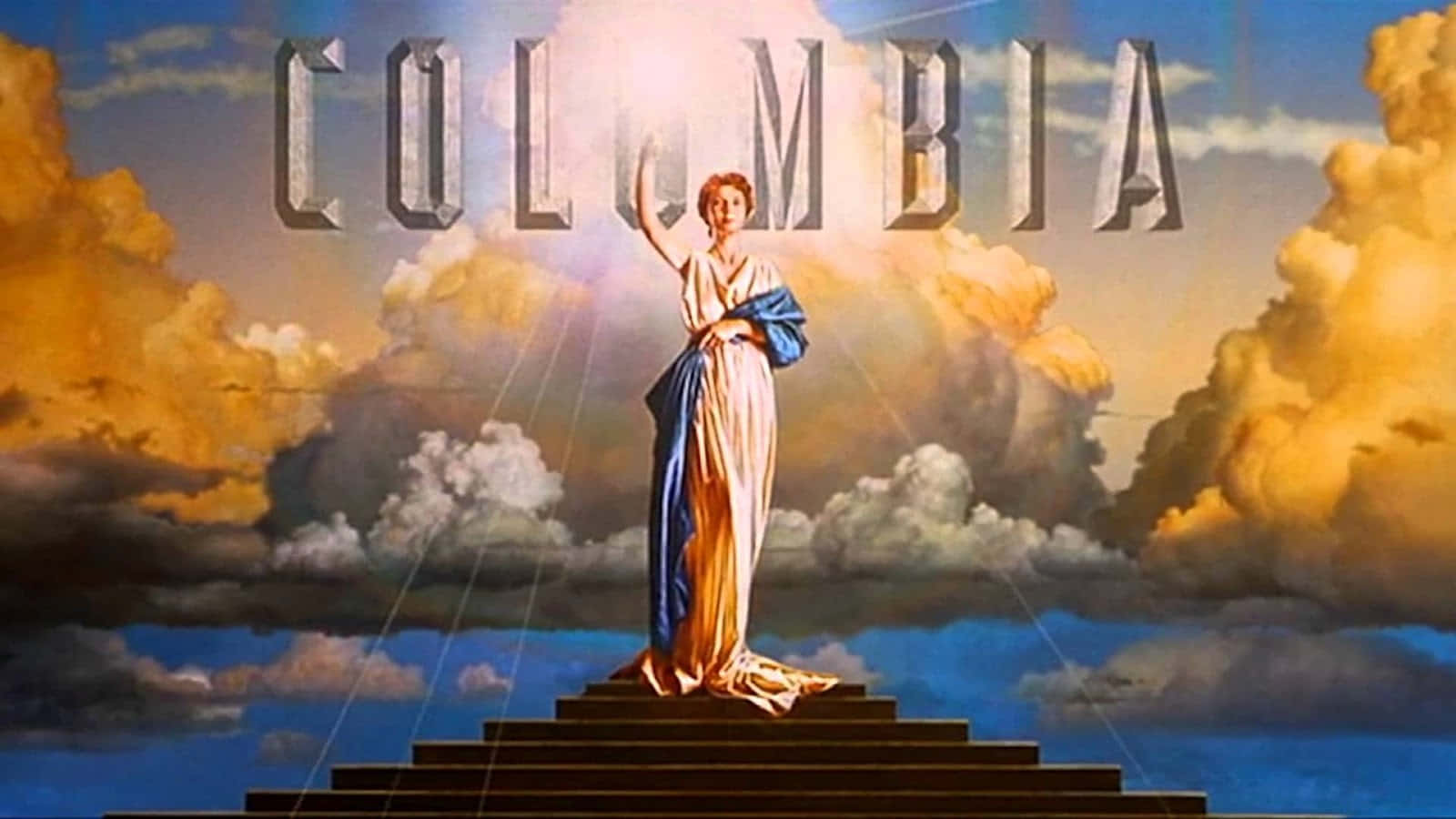 Logoet til Columbia Pictures officielle etiket er placeret på en bølgende, flerfarvet baggrund.