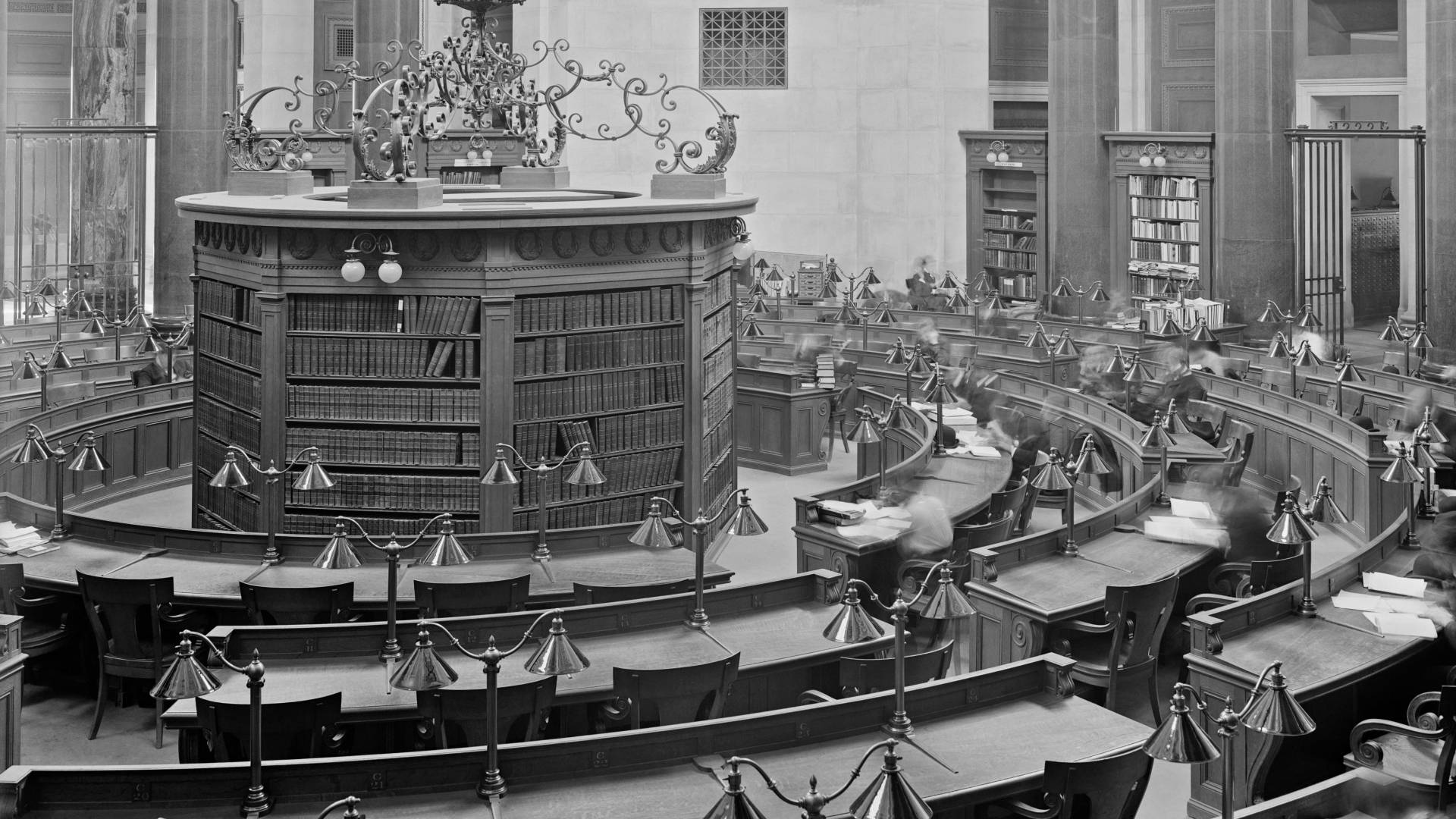 Bibliotecade La Universidad De Columbia Durante Los Años 1900. Fondo de pantalla