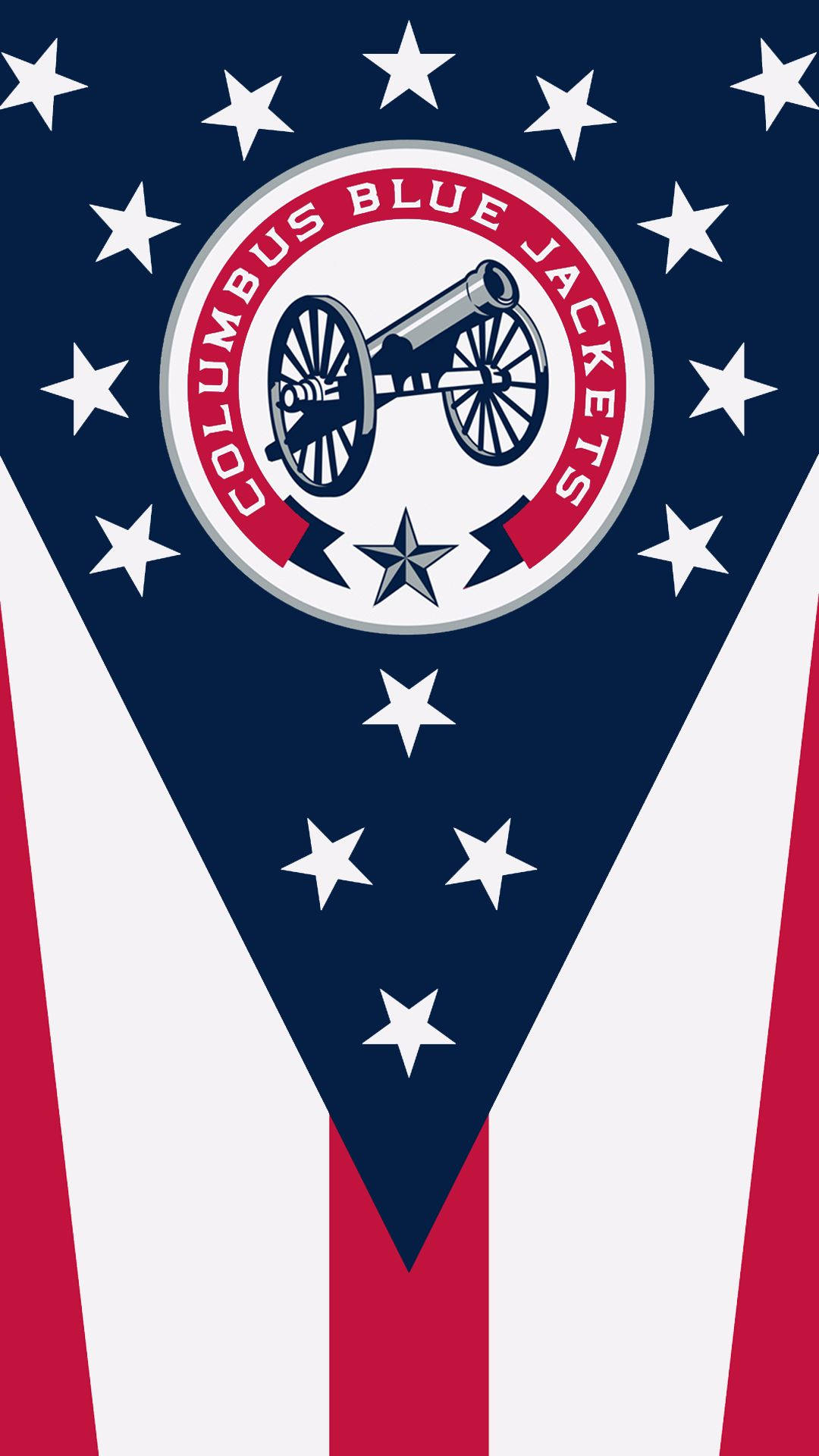 Columbus Blue Jackets Logo With American Flag Wallpaper