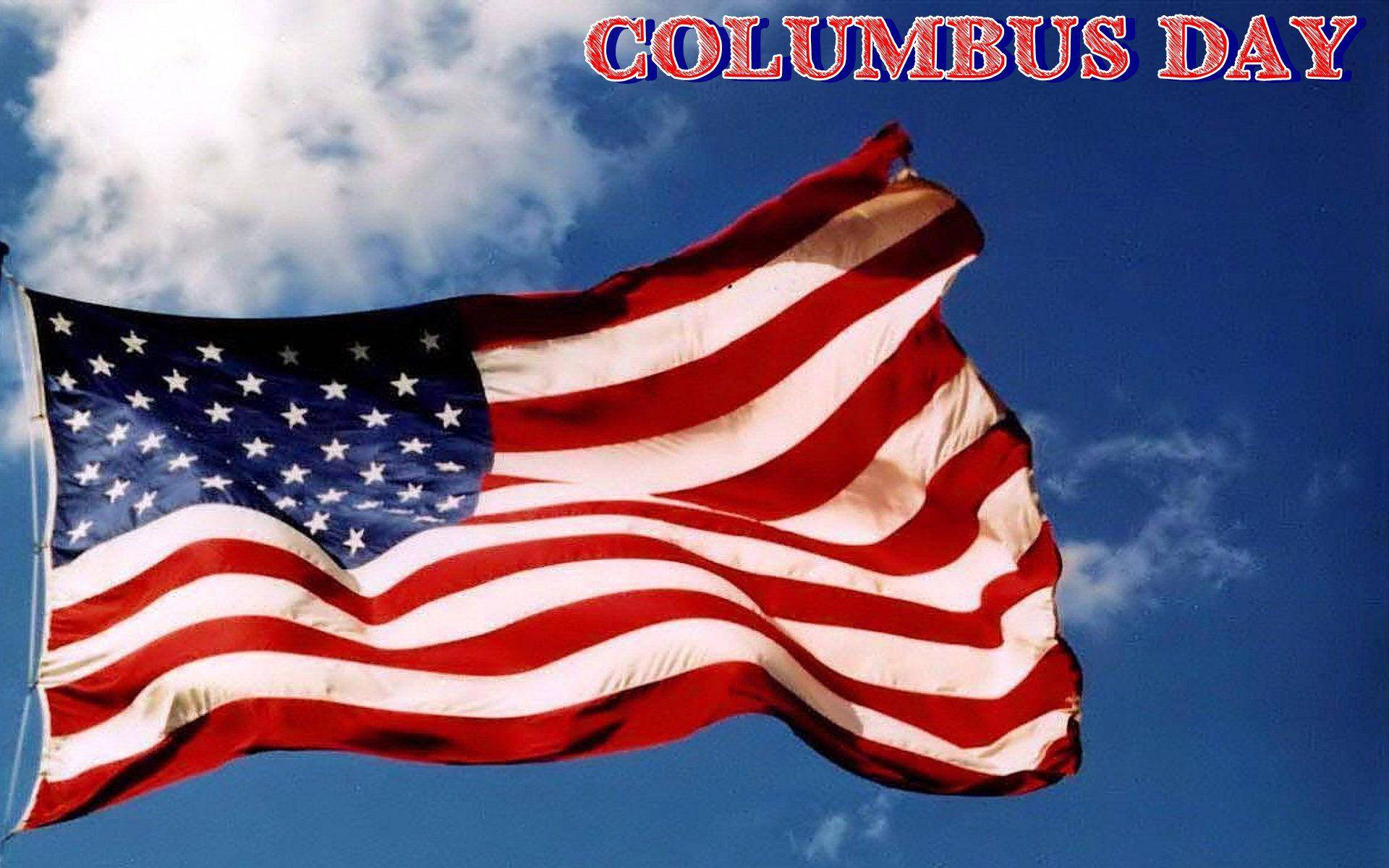 Columbus Day American Flag Raised