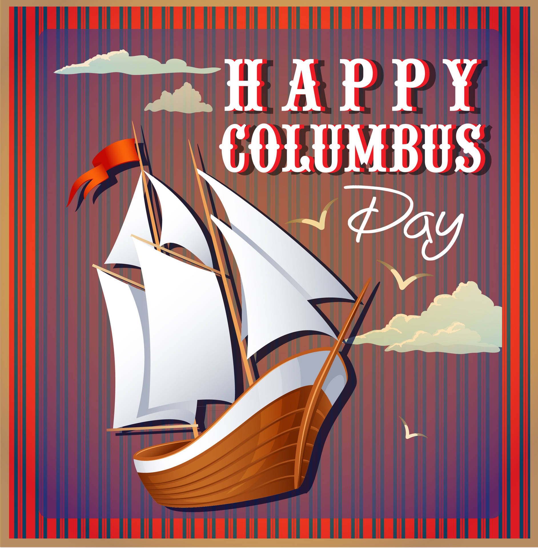 Columbus Day Sailboat Art