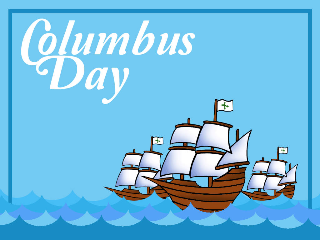 Columbus Day Ship Blue Art