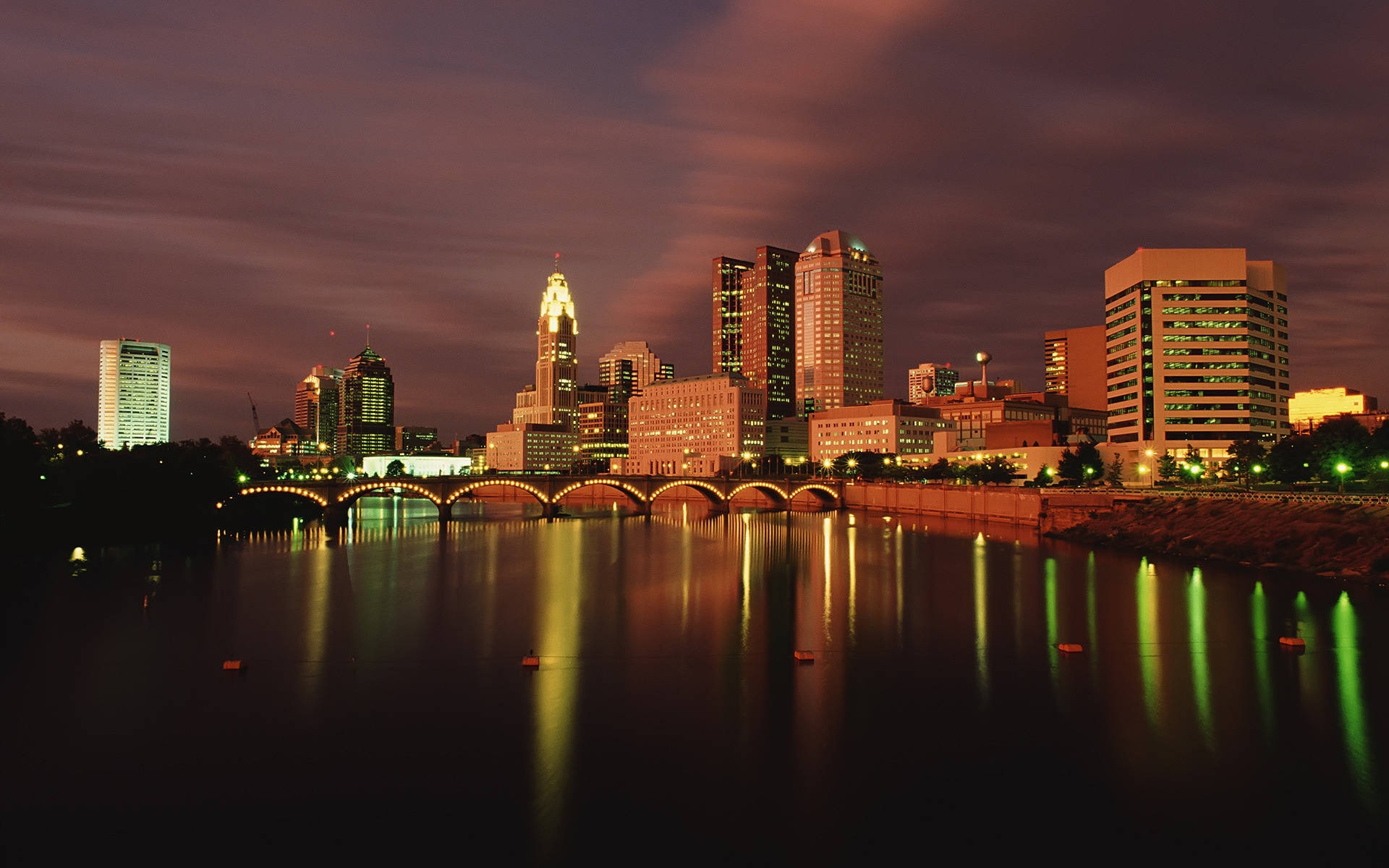 Columbus Ohio During The Night Background