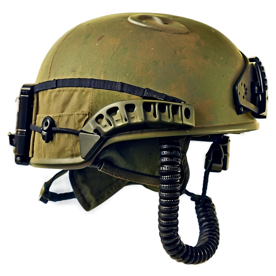 Combat Helmet With Communication Gear Png Agj51 PNG