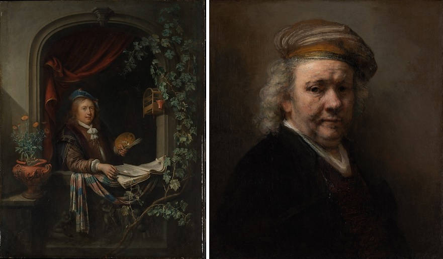 Kombinerede selvportrætter af Rembrandt Wallpaper