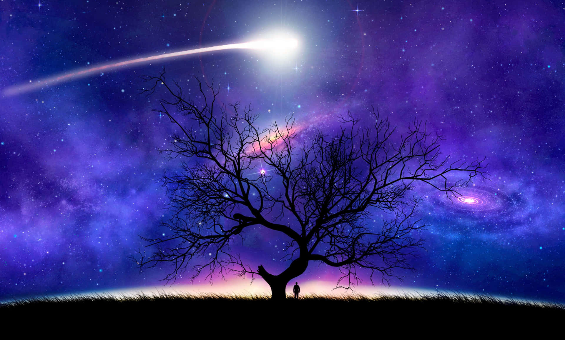 Spectacular Comet Gracing The Night Sky Wallpaper
