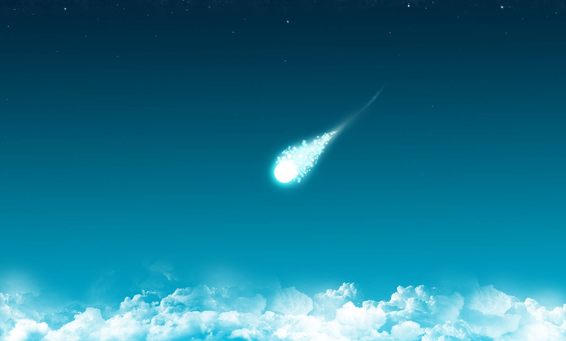 Heavenly Comet soaring through the Cloudy Skies Wallpaper